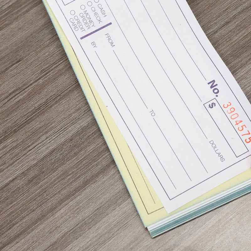 50 Sets 7 1/2" x 2 3/4" 2-Part Carbonless Cash or Rent Receipt Book