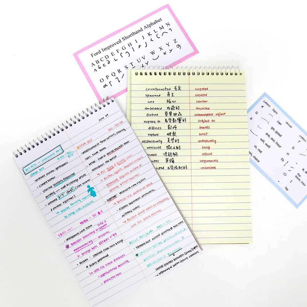 70 Ct. 6" X 9" Green Tint Gregg Ruled Steno Book.