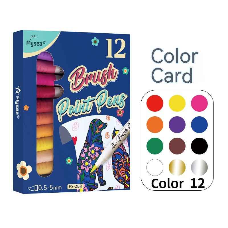 Gentle Tip Watercolor Brush Hand Drawn Sketch Art Greeting Marker Pen