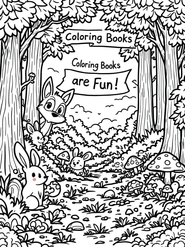 Forest Animals printable or digital coloring books