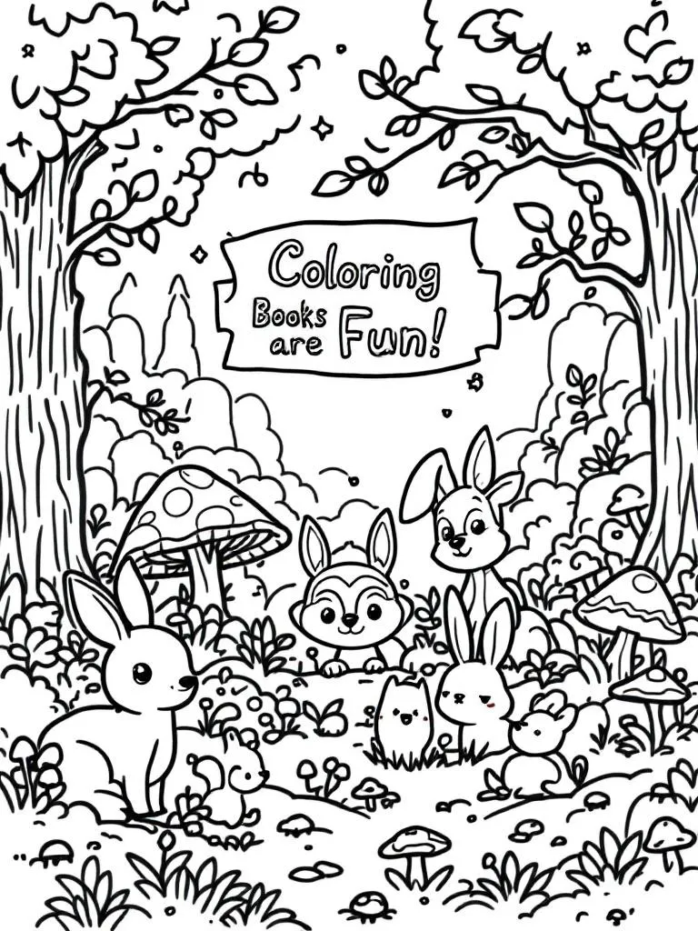Forest Animals printable or digital coloring books