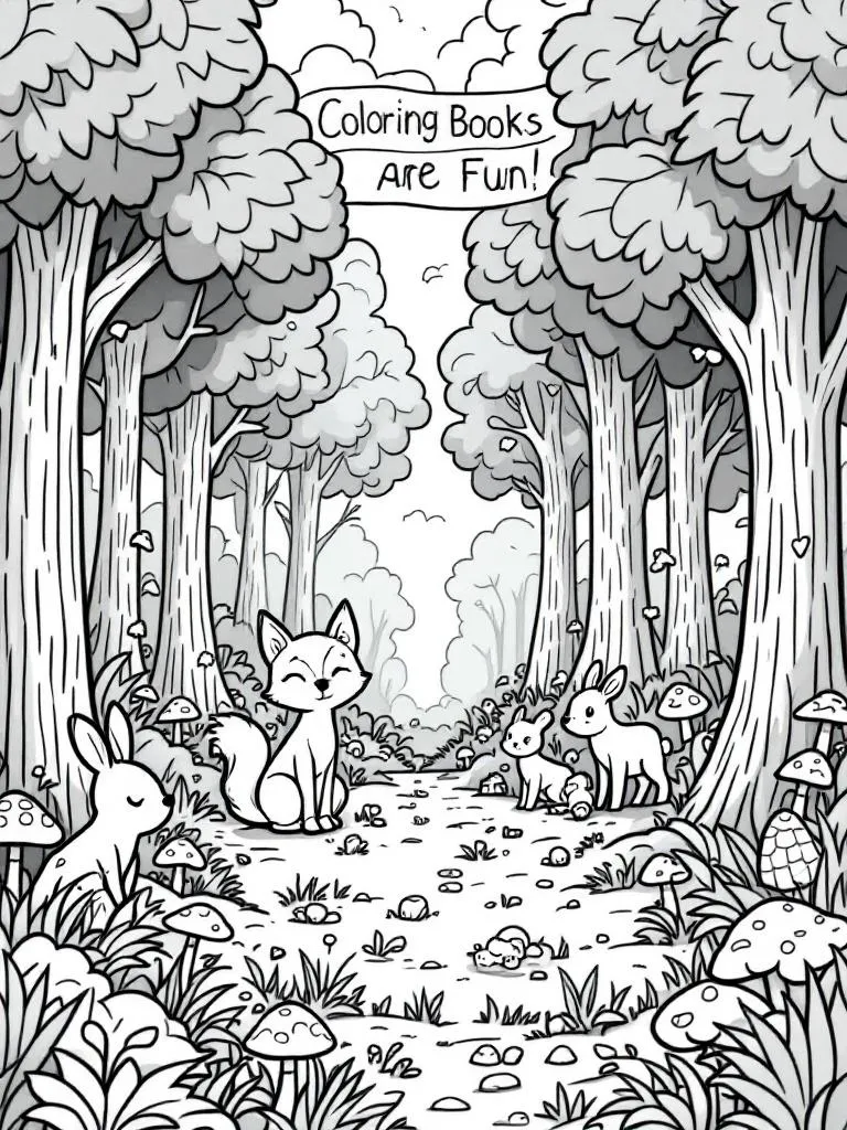 Forest Animals printable or digital coloring books