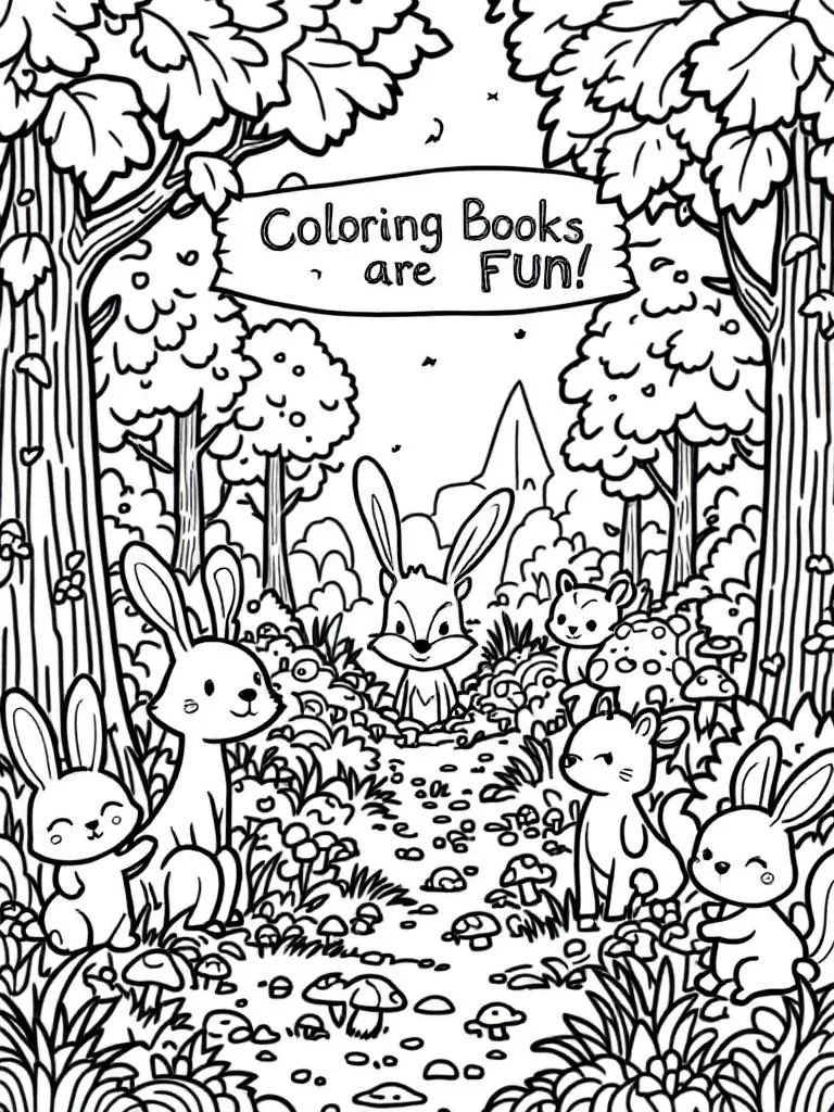 Forest Animals printable or digital coloring books