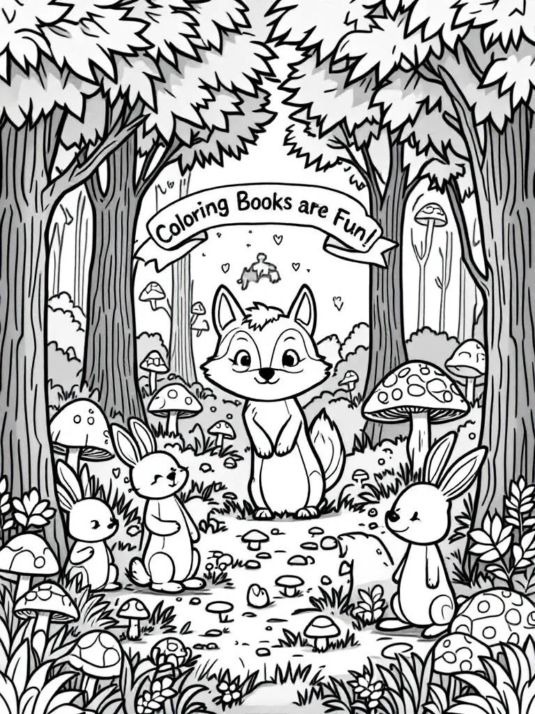 Forest Animals printable or digital coloring books