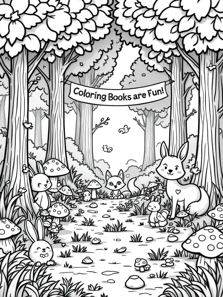 Forest Animals printable or digital coloring books