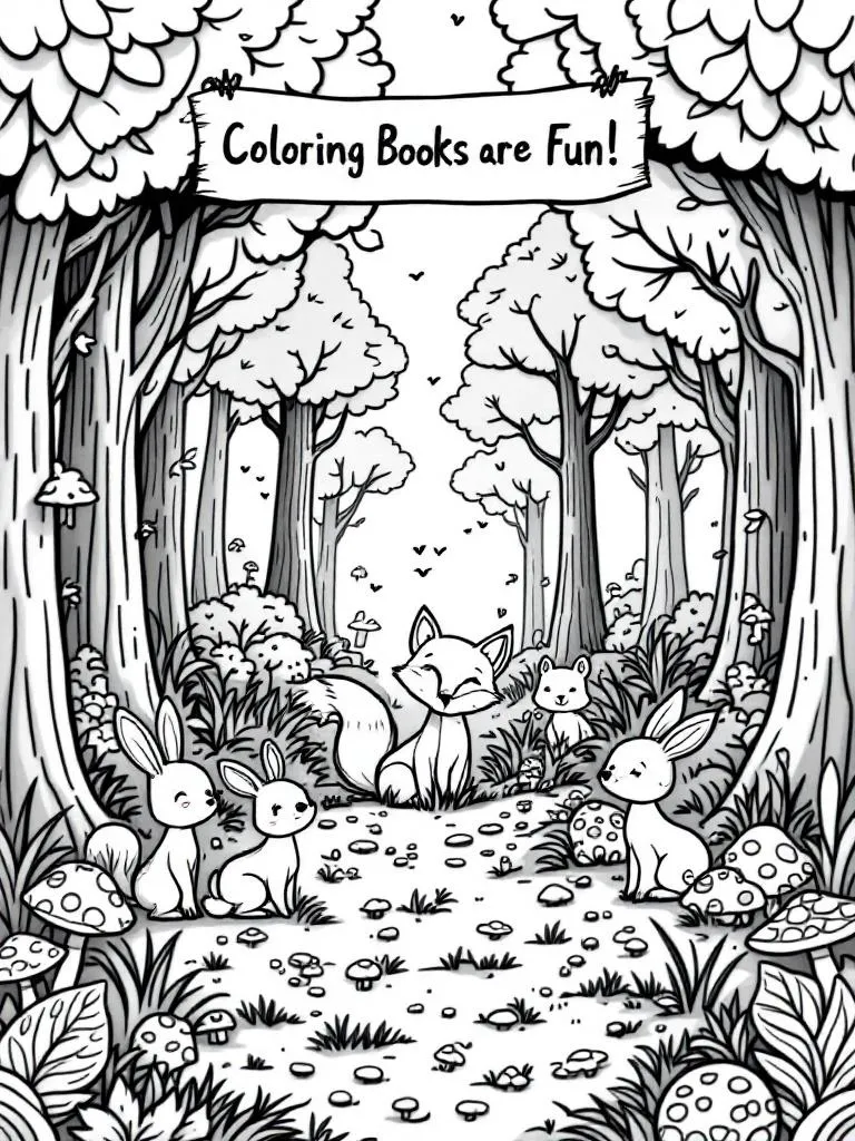 Forest Animals printable or digital coloring books