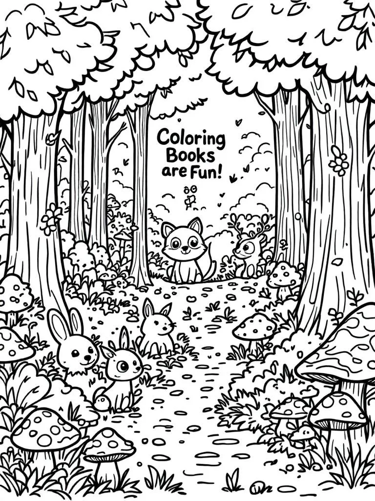 Forest Animals printable or digital coloring books