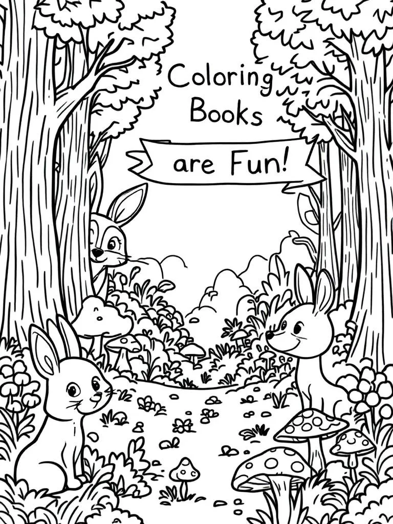 Forest Animals printable or digital coloring books