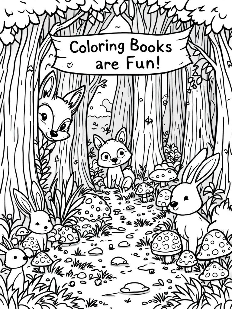 Forest Animals printable or digital coloring books