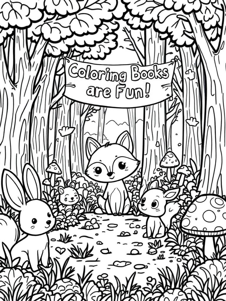 Forest Animals printable or digital coloring books