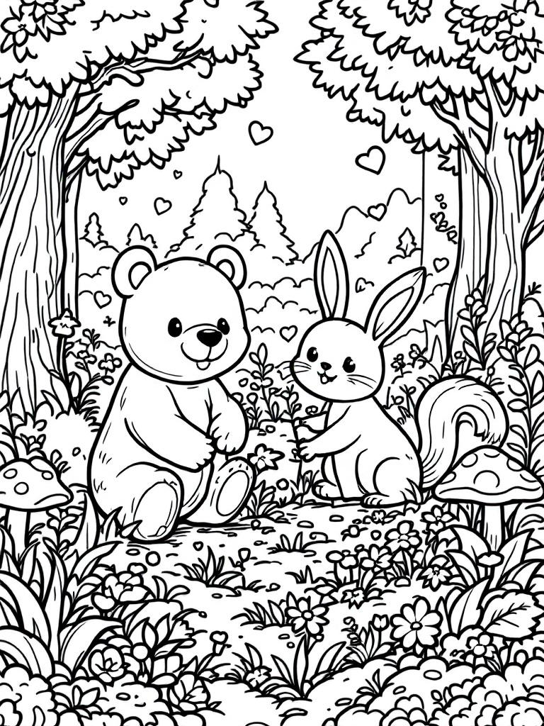 Forest Animals printable or digital coloring books