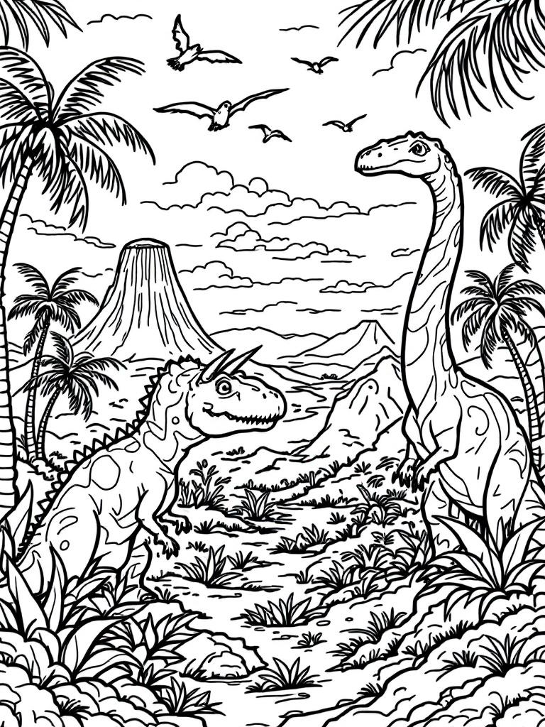 Dinosaur printable or digital coloring books