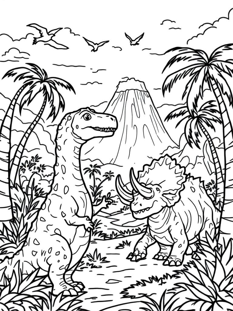 Dinosaur printable or digital coloring books