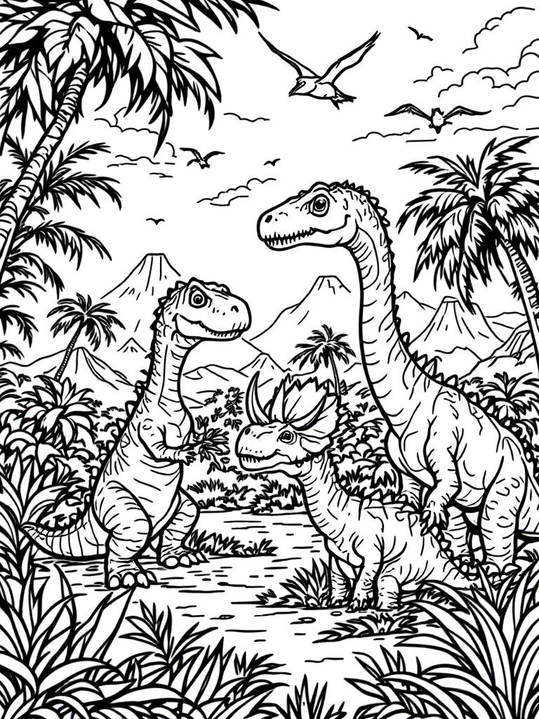 Dinosaur printable or digital coloring books