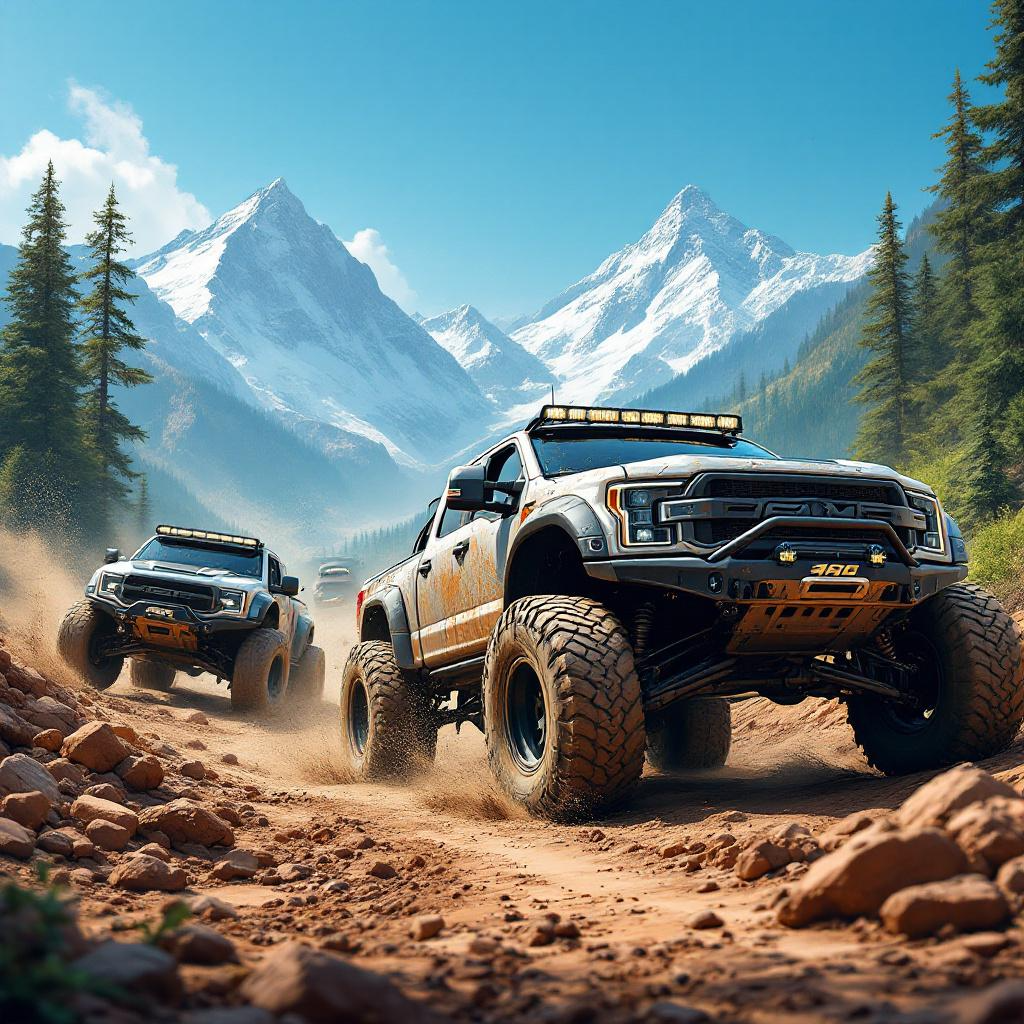 Off-road trucks digital wallpaper