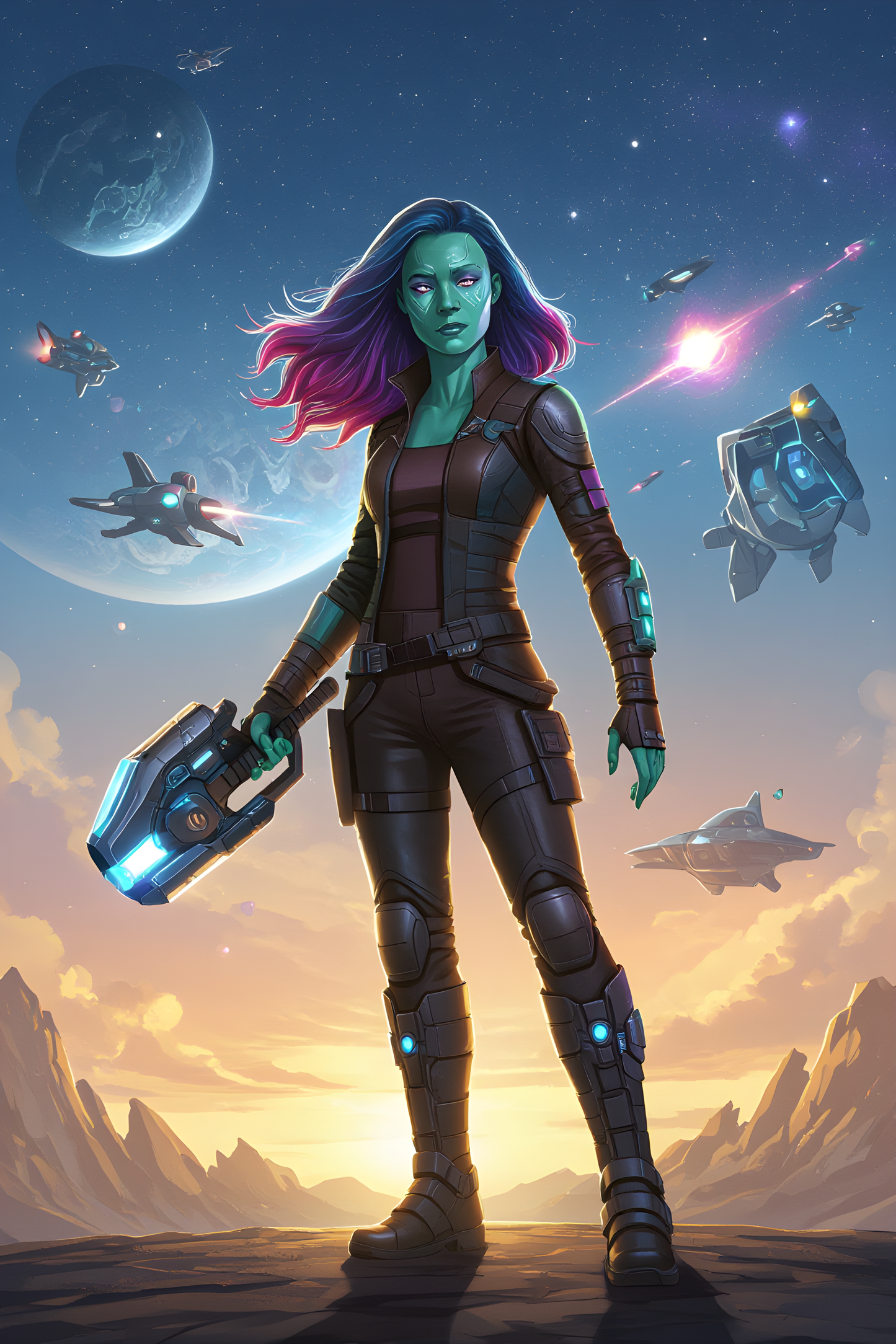 Guardians of the Galaxy Gamora Digital Wallpaper.