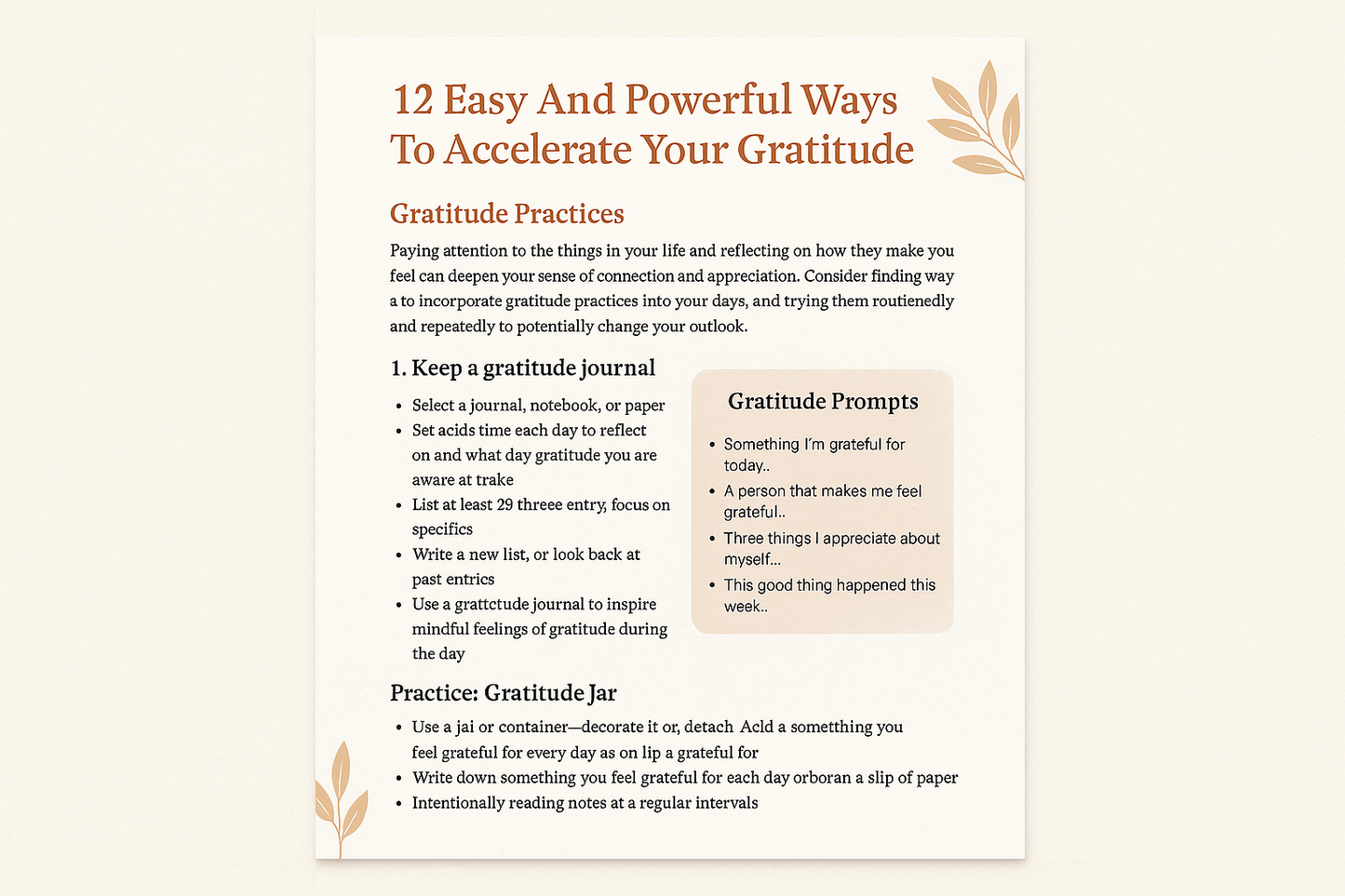 Sample page from gratitude guide