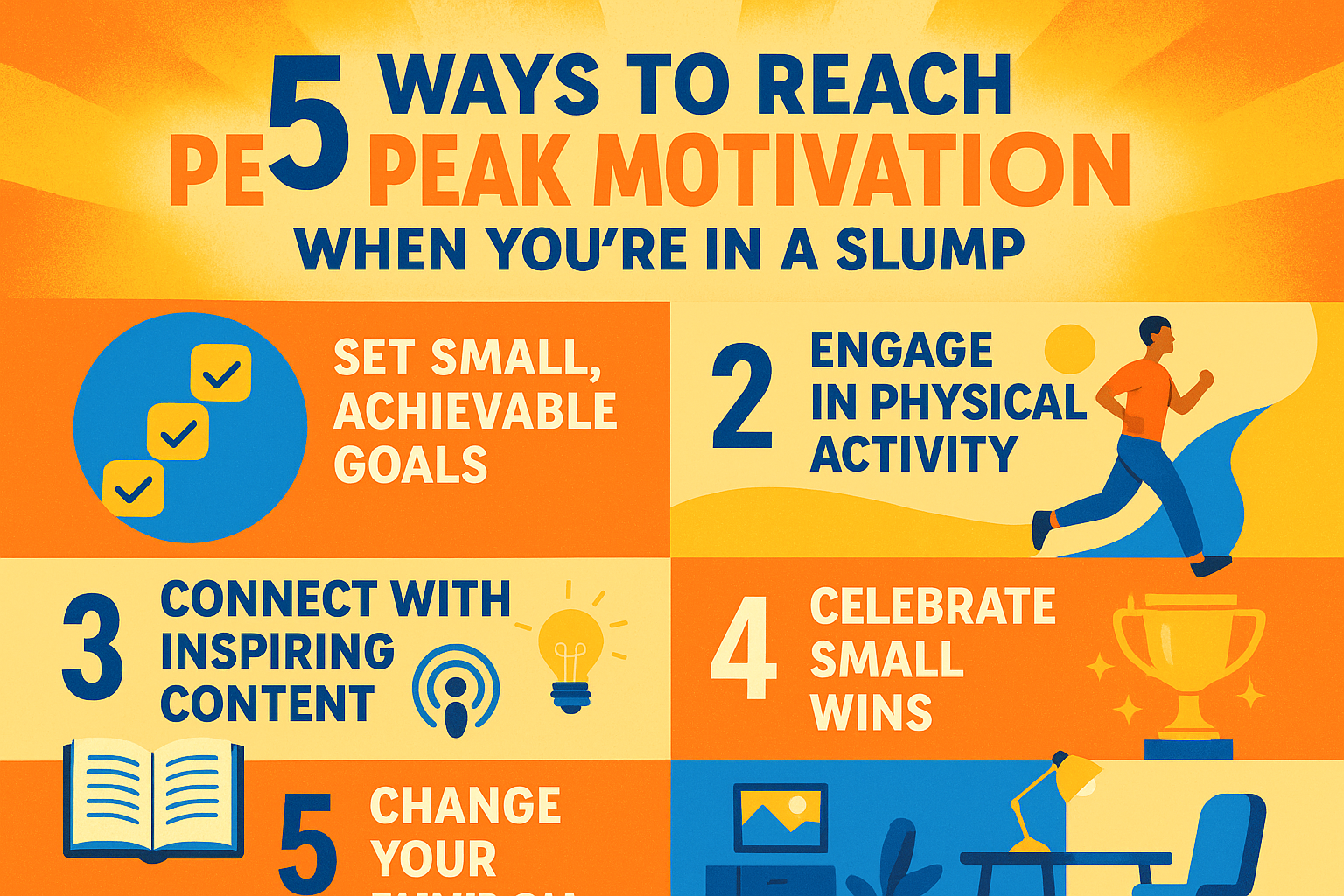 5 Ways To Reach Peek Motivation When You're In A Slump.