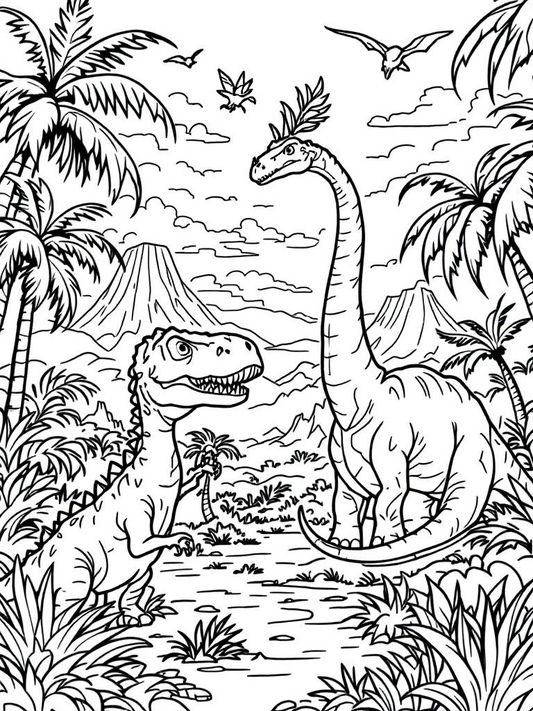 Dinosaur printable or digital coloring books