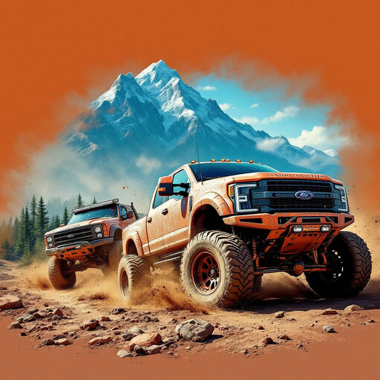 Off-road trucks digital wallpaper