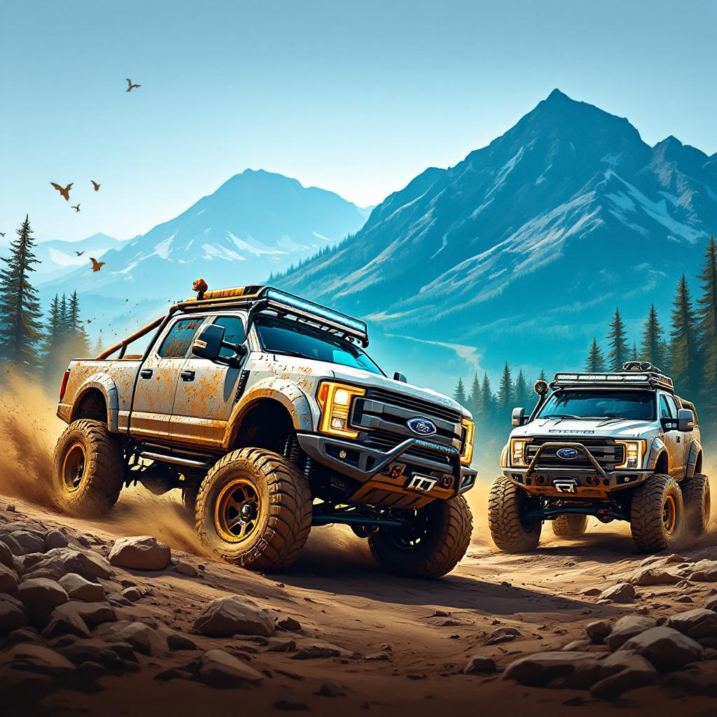 Off-road trucks digital wallpaper