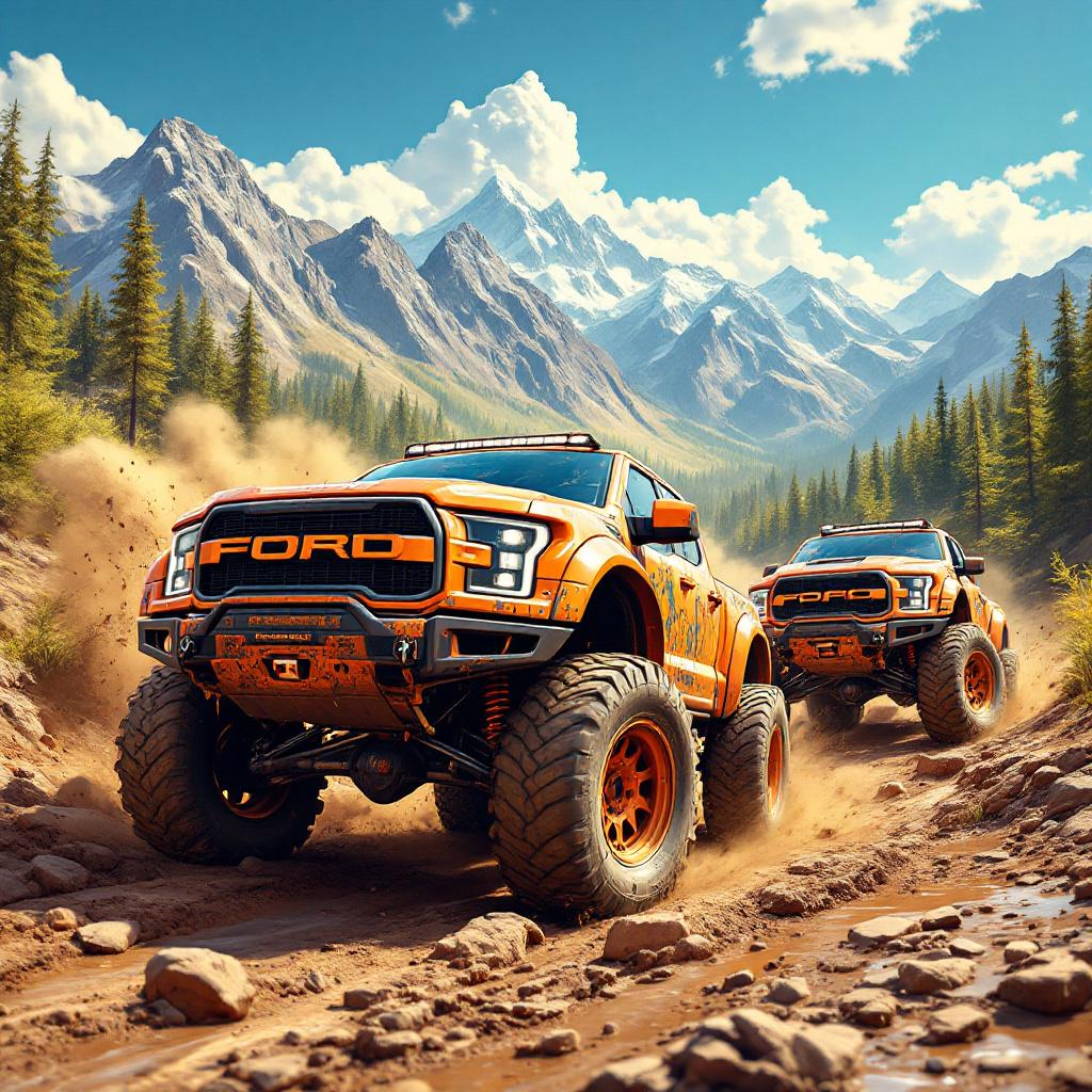Off-road trucks digital wallpaper
