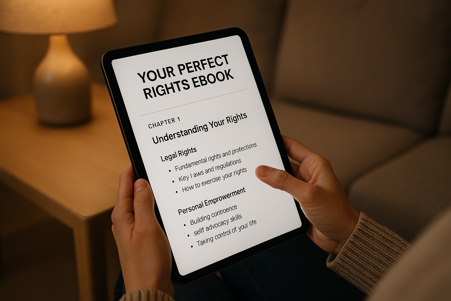 Customer reading on tablet