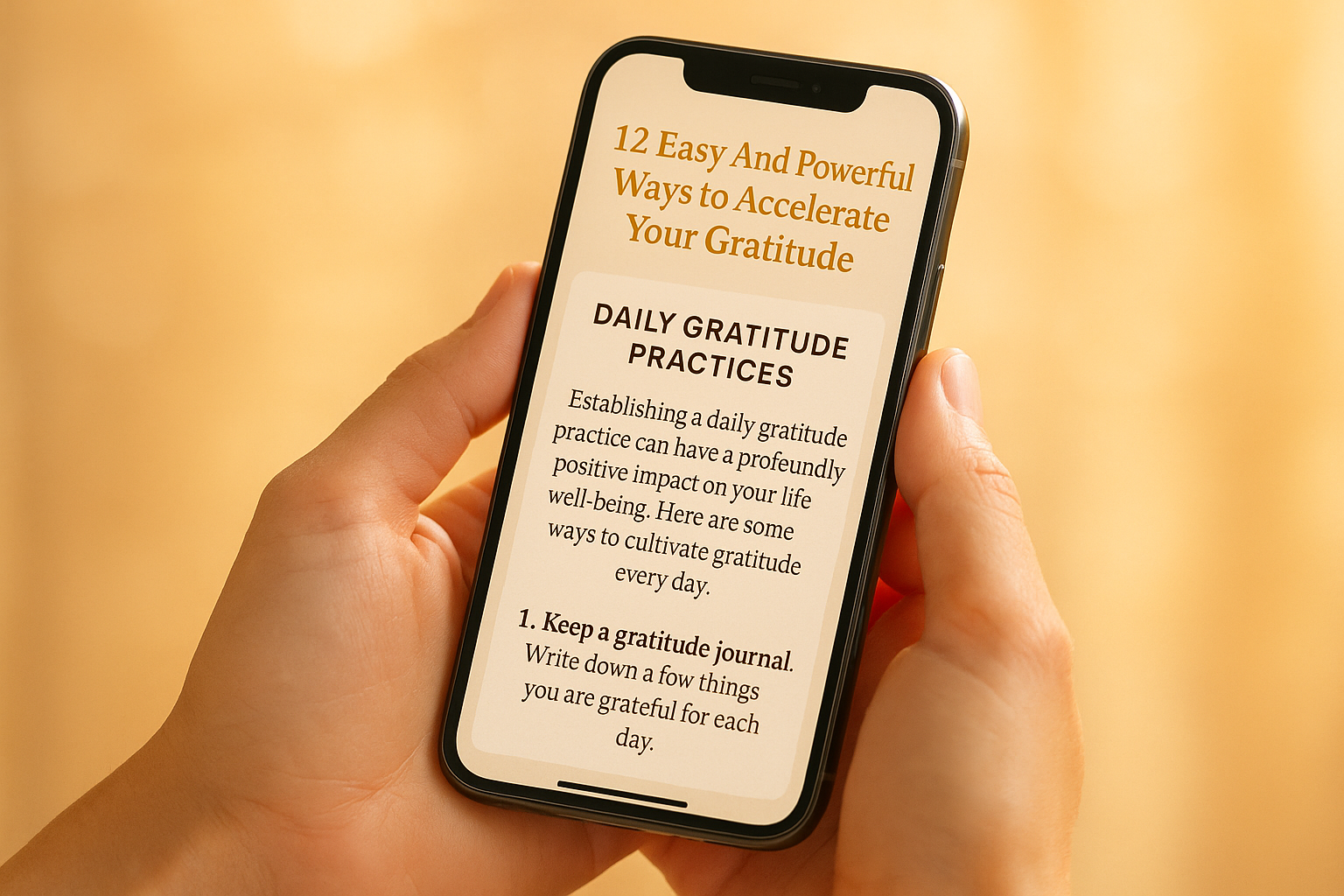Gratitude ebook on smartphone