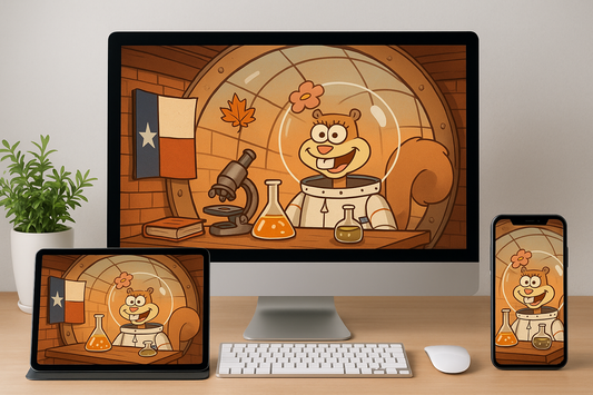 Sandy Cheeks Science Workspace Wallpaper Mockups