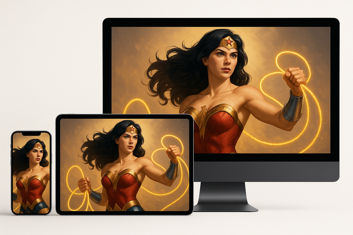 Multi-Device Wonder Woman Wallpaper Mockup