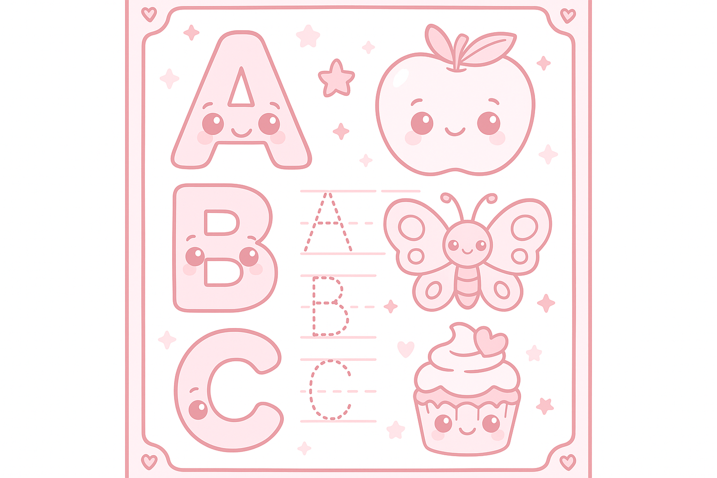 My ABC Coloring Booklet Worksheet in Pink Cute Style.