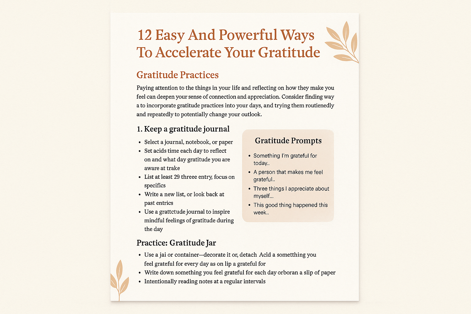Sample page from gratitude guide