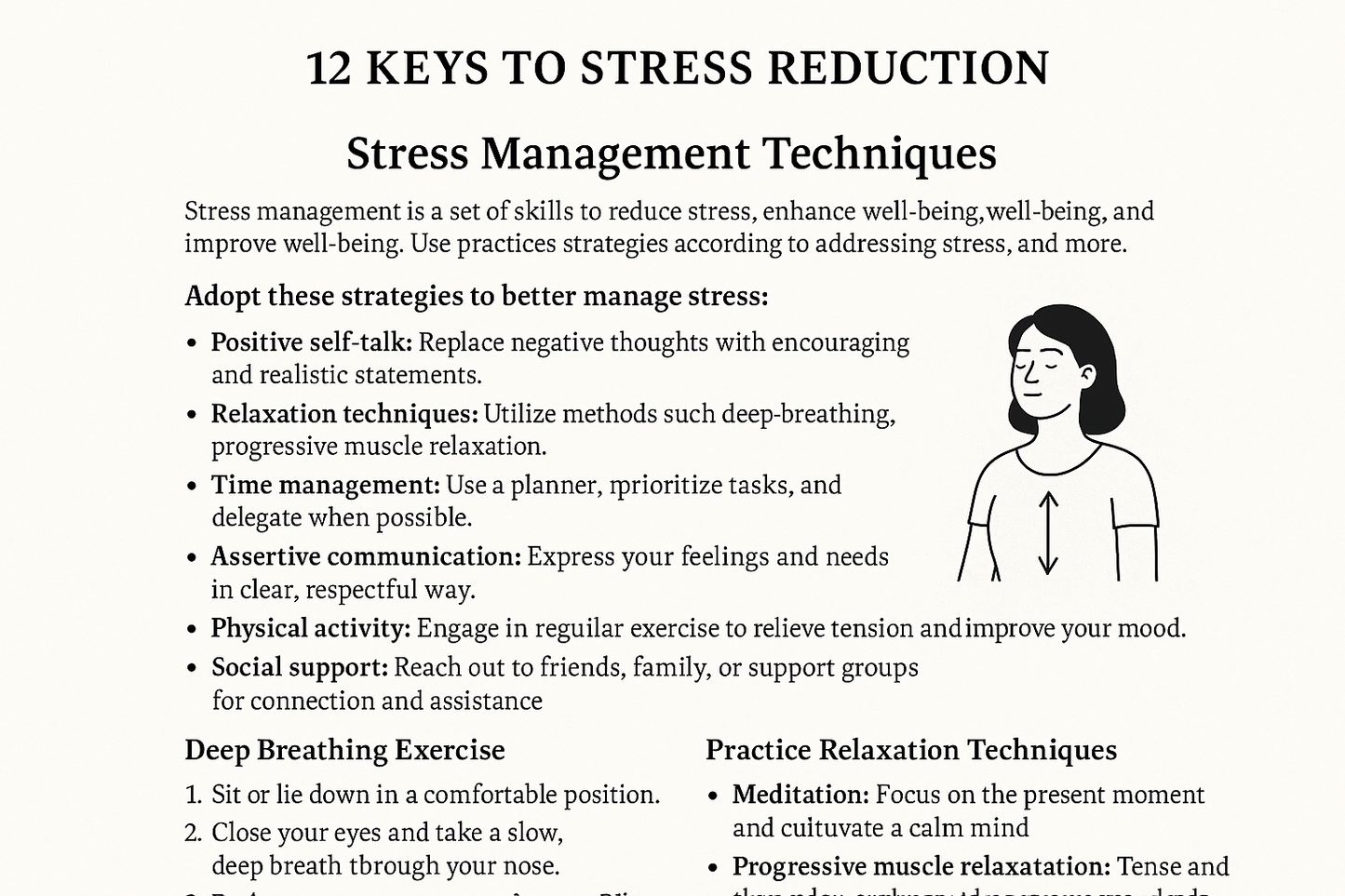 Sample page from stress reduction guide