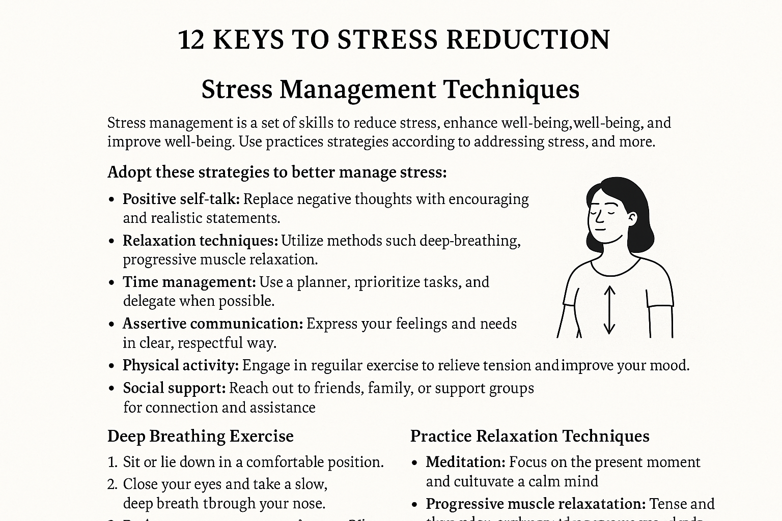 Sample page from stress reduction guide